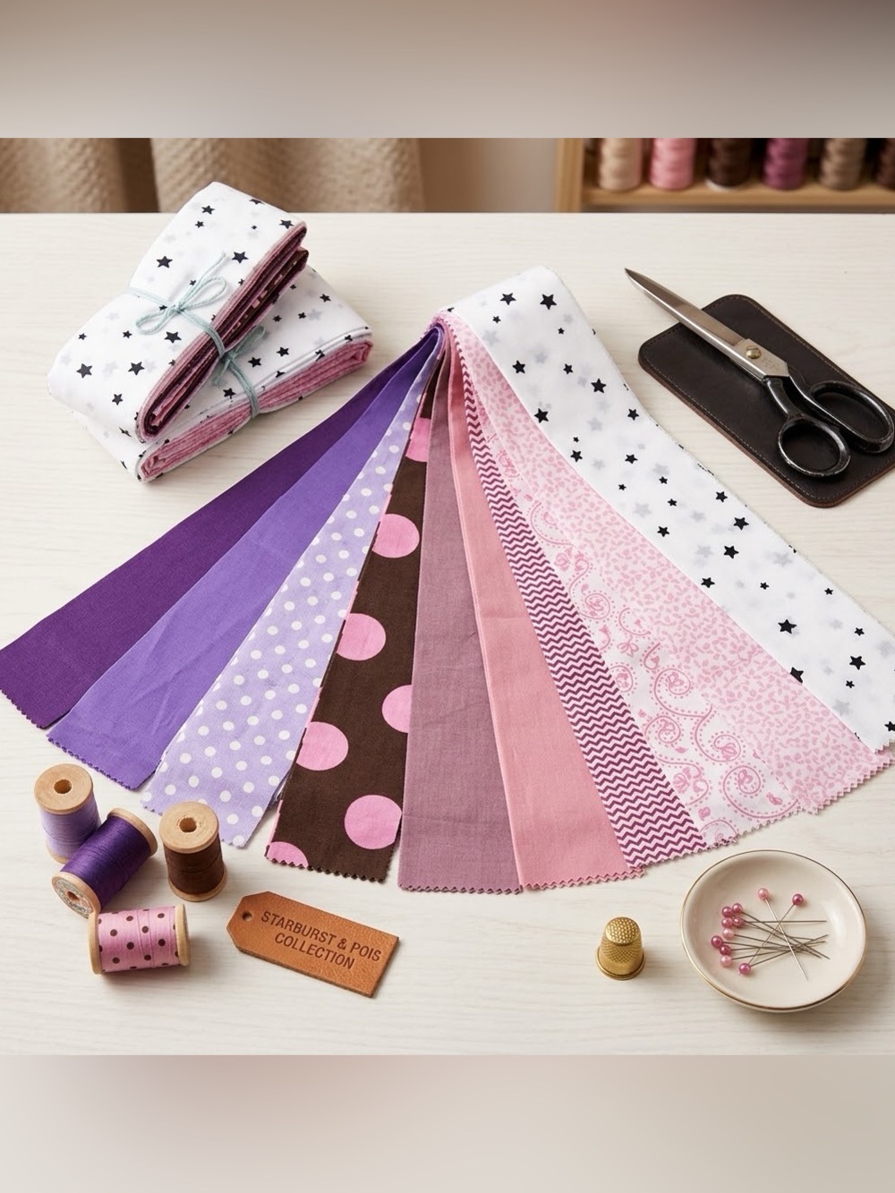 42pcs 2.5x44” Lavender Moonbeams Jelly Roll cotton fabric quilt binding/strips